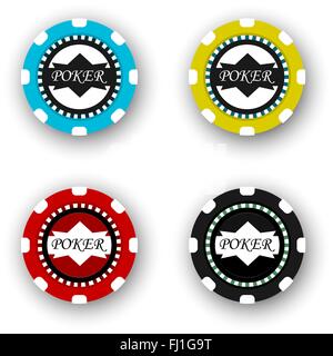 four poker chips isolated on white background Stock Vector