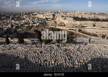 Mount of Olives Jewish Cemetery - Jerusalem - Israel Stock Photo