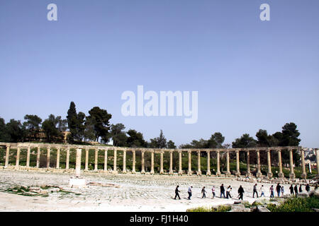 Ruins of the Greco-Roman city of Gerasa , Jerash , Jordan Stock Photo