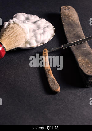 Old Razor and shaving supplies Stock Photo
