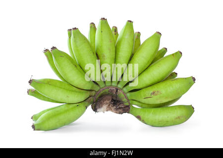 Bunch of fresh green young bananas on white background Stock Photo