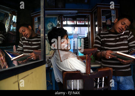 At the barber's shop in Jodhpur , India Stock Photo