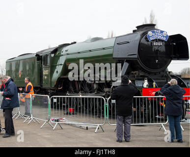 The A3 Steam Engine Flying Scotsman at The National Railway Museum in York Being Cleaned After a Journey from London Stock Photo