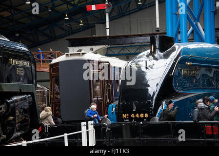 The A4 Pacific Steam Locomotive Mallard on Display in The National Railway Museum York Yorkshire England United Kingdom UK Stock Photo