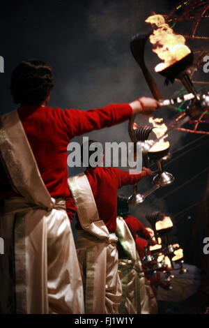 Puja ritual in Varanasi, india Stock Photo