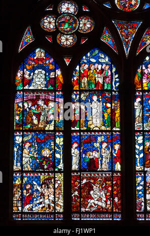 Stained-glass windows of Strasbourg Cathedral, France Stock Photo