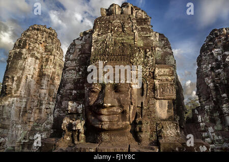 Faces of Bayon Temple, Siem Reap, Cambodia Stock Photo