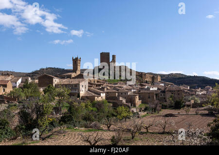 View of Uncastillo, Cinco Villas, Zaragoza Province, Aragon, Spain Stock Photo