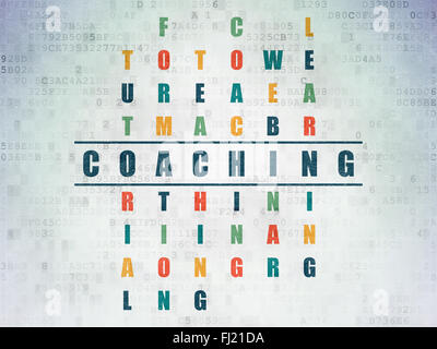 Education concept: Coaching in Crossword Puzzle Stock Photo