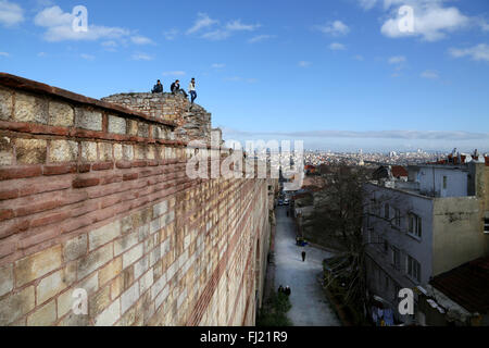 Old City Walls Of Istanbul Stock Photo