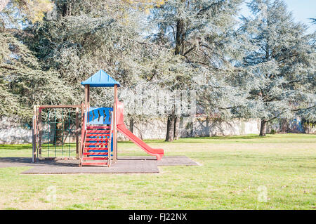 Plastic playground in the park.  Children's playground. Stock Photo