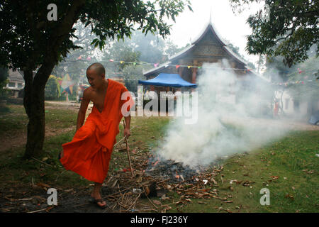 Buddhist monks in Luang Prabang , Laos, Asia Stock Photo