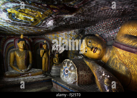 Dambulla cave in Sri Lanka - Buddha statue Stock Photo