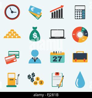 Economy icon set. Colorful Business icons. Digital background vector illustration. Stock Vector