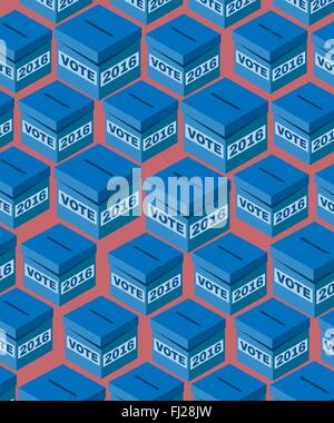 Election Day Campaign Ad Flyer. Vote 2016 box Social Promotion Banner. American Flag's Colors - Red, White and Blue Stars. Stock Vector