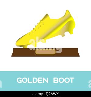 Golden Boot Sports Prize. Soccer Championship Symbol. Flat Design Golden Shoe. Digital vector illustration. Stock Vector