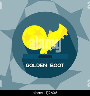 Golden Boot Sports Prize. Soccer Championship Symbols. Flat Design Golden Ball. Digital vector illustration. Stock Vector