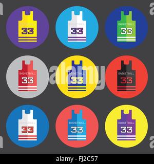 Basketball Shirt Sleevless Design. Number Thirty-Three. T-shirt Vector Template. Colorful Sports Object Round icon set. Digital Stock Vector