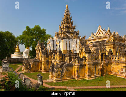 The MAHA AUNGMYE BONZAN MONASTERY was built by MEH NU in historic INWA in 1822 - MYANMAR Stock Photo