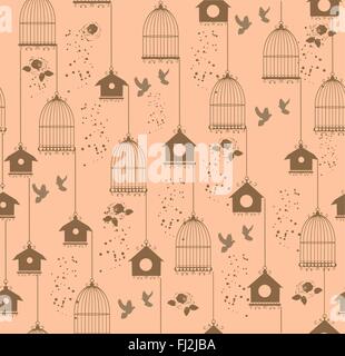 vector illustration of bird cages with flying birds Stock Vector Image ...