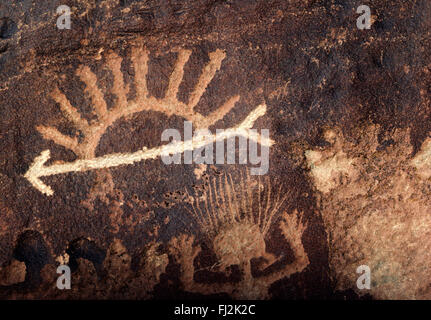 Ancient PETROGLYPHS found in the PAINTED DESERT - PETRIFIED FOREST NTNL PK - ARIZONA Stock Photo