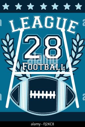 Football league banner with football embroidery . Stock Vector