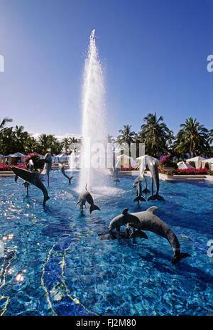 FOUNTAIN with dolphins on the grounds of the GRAND WAILEA RESORT HOTEL - MAUI, HAWAII Stock Photo