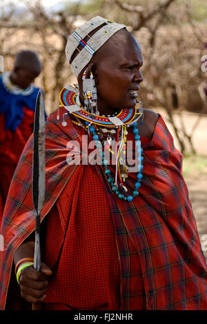 The MASAI TRIBE still live traditionally - NGORONGORO CRATER, TANZANIA Stock Photo