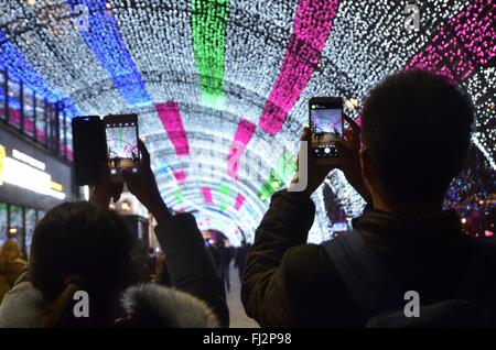 Beijing, Beijing, CHN, China. 29th Feb, 2016. The eighth Light Festival in Blue Solana will end today. Many visitors come to see it. Credit:  SIPA Asia/ZUMA Wire/Alamy Live News Stock Photo