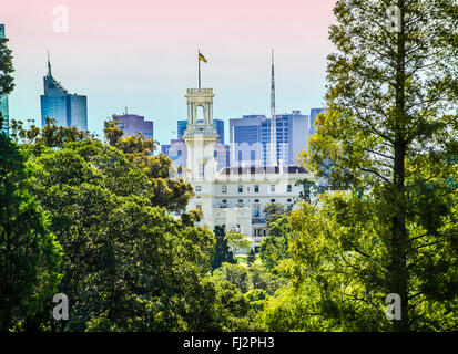 View of the city of Melbourne taken from the Royal Botanic Gardens, Australia Stock Photo