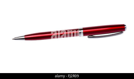 Red ballpoint pen on a white background Stock Photo