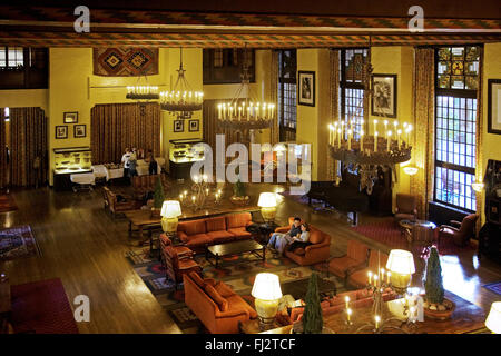 The grand SITTING ROOM of the AHWAHNEE HOTEL, built in 1925 and was ...