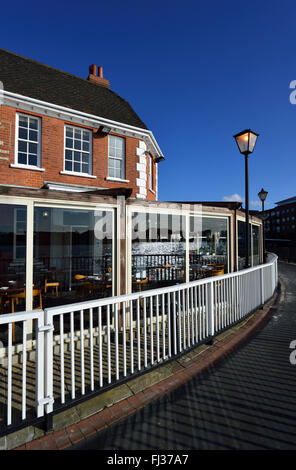 Bread Street Kitchen - On The River, Narrow Street, Limehouse, East London, United Kingdom Stock Photo