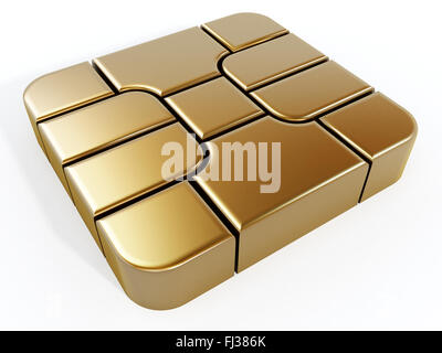 Gold sim card chip isolated on white background. Stock Photo