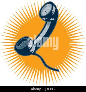 telephone phone vintage retro communication sunburst woodcut equipment device artwork illustration graphics  Vector Vectors Stock Vector