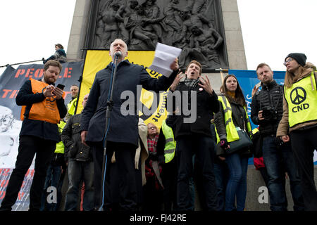 Stop Trident Demonstration  organised by CND.Jeremy Corbyn, MP, leader of the Labour Party, speaks at rally in Trafalgar Square. Stock Photo