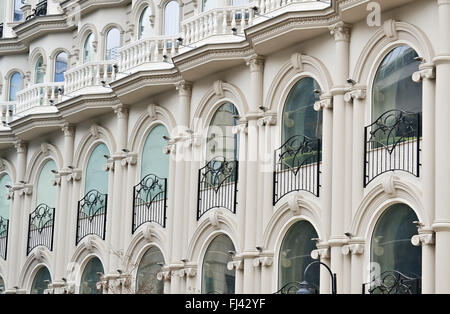 Part of a modern building facade and architectural design in retro style Stock Photo