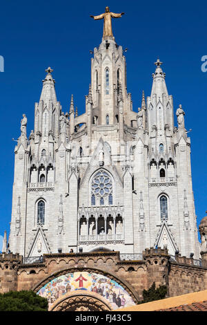 Basilica of the Sacred Heart on the summit of Mount Tibidabo in Barcelona, Catalonia, Spain. Stock Photo