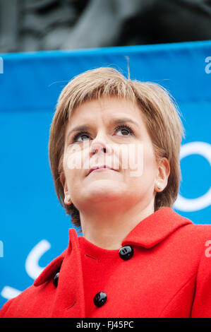 Stop Trident Demo organized by CND. Nicola Sturgeon, MP, First Minister of Scotland and leader of Scottish National Party (SNP) Stock Photo