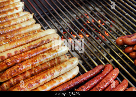barbecue sausages on a grill Stock Photo
