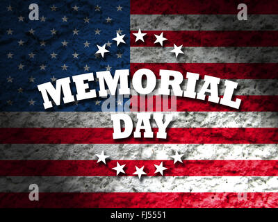 us memorial day card with american flag grunge style background Stock Photo