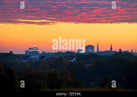 skyline of Dortmund with U-Tower in moring light, Germany, North Rhine-Westphalia, Ruhr Area, Dortmund Stock Photo