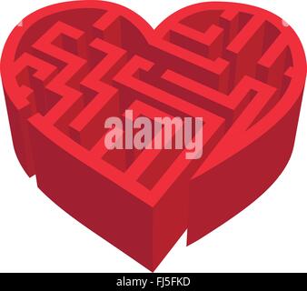 Maze of love red labyrinth on white Stock Vector