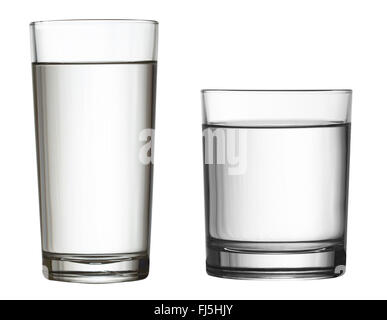 two water glasses isolated on white clipping path included Stock Photo