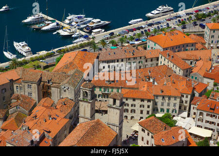 view from the fortress to the old town, Montenegro, Kotor Stock Photo
