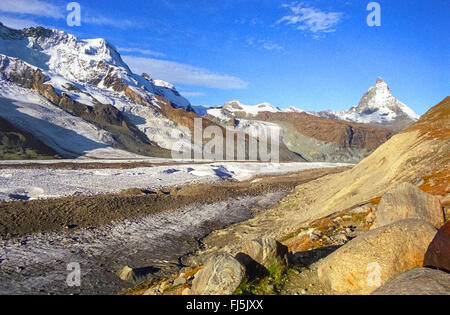 Gorner Glacier and Matterhorn, Switzerland, Oberwallis Stock Photo
