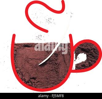 Vector - Coffee cup with steaming coffee and spoon, abstract. Stock Vector