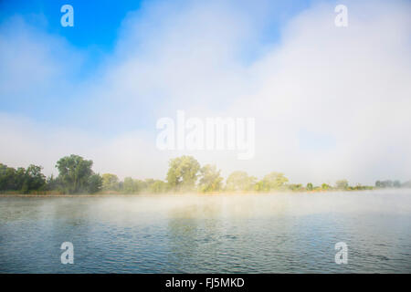 morning mist at the Danube near Straubing, Germany, Bavaria, Niederbayern, Lower Bavaria, Straubing Stock Photo