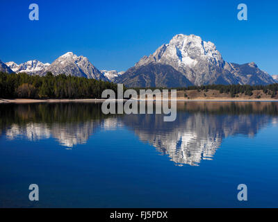 Jackson Lake with Mt. Moran in the background, USA, Wyoming, Grand Teton National Park Stock Photo