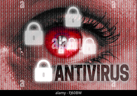 antivirus eye looks at viewer concept background Stock Photo - Alamy